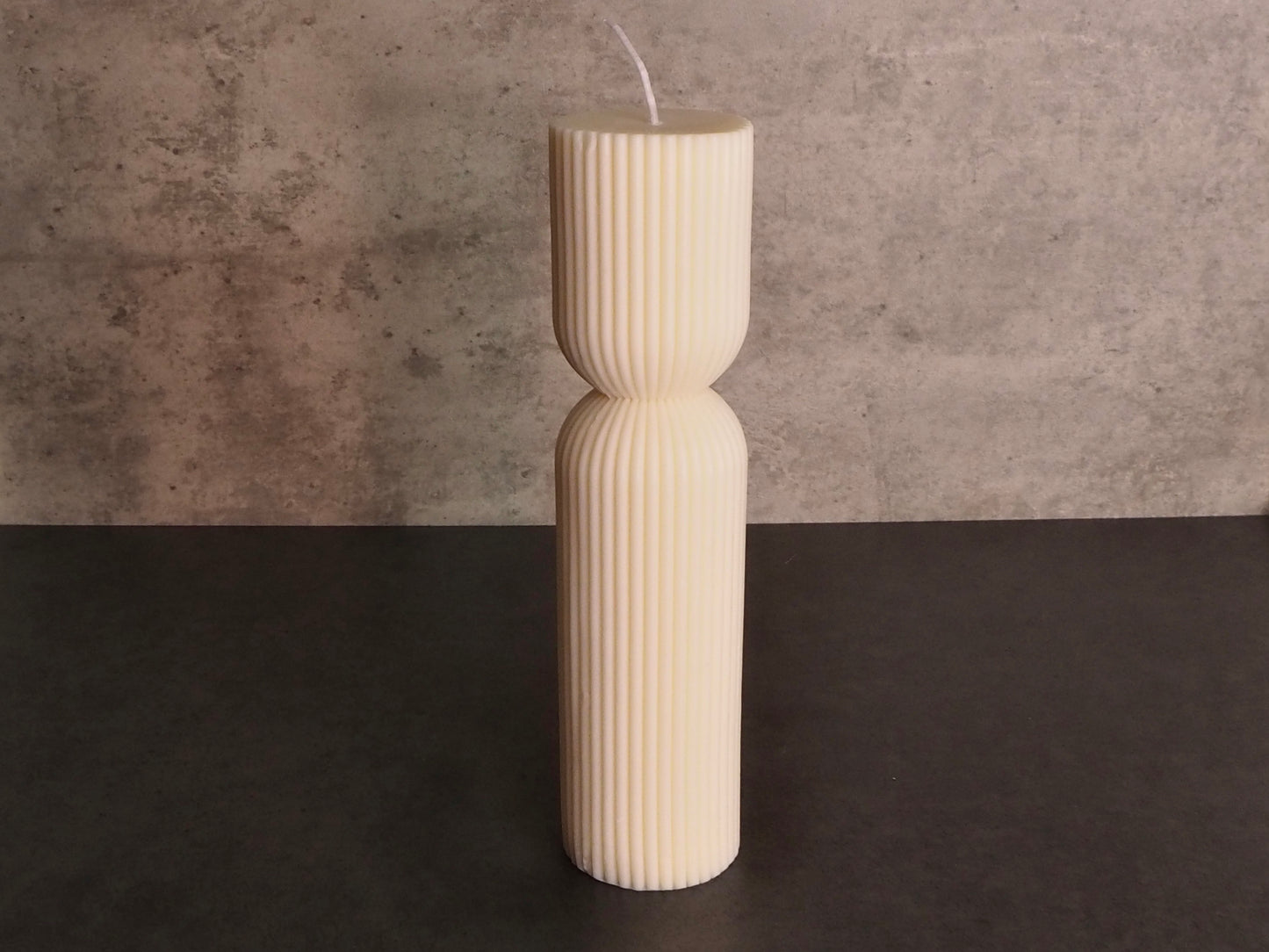 Curved Ribbed Pillar Candle