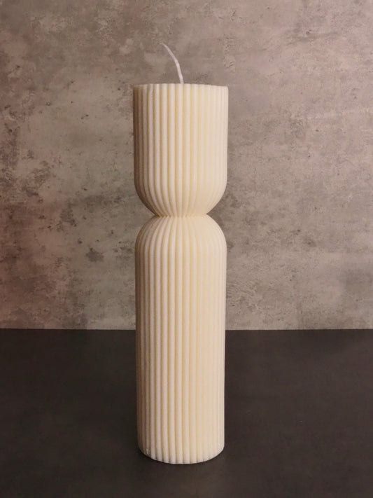 Curved Ribbed Pillar Candle